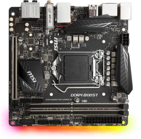 Материнская плата MSI Z370I GAMING PRO CARBON AC Socket 1151 v2 Z370 2xDDR4 1xPCI-E 16x 4 mini-ITX Retail
Материнская плата MSI Z370I GAMING PRO CARBON AC Socket 1151 v2 Z370 2xDDR4 1xPCI-E 16x 4 mini-ITX Retail