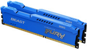 Оперативная память для компьютера 8Gb (2x4Gb) PC3-12800 1600MHz DDR3 DIMM CL10 Kingston FURY Beast Blue KF316C10BK2/8