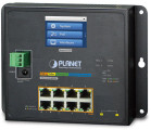PLANET IP30, IPv6/IPv4, L2+ 8-Port 10/100/1000T 802.3at PoE + 2-Port 1G/2.5G SFP Wall-mount Managed Switch with LCD touch screen (-20~70 degrees C, dual power input on 48-56VDC terminal block and power jack, ERPS Ring, 1588, Modbus TCP, ONVIF, SNMPv3, 802.1Q VLAN, IGMP Snooping, SSL, SSH, ACL, supports 100FX, 1000X and 2.5G SFP)