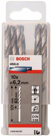 

Сверло по металлу BOSCH 2608595067 10шт. HSS-G 6.2мм STANDARD