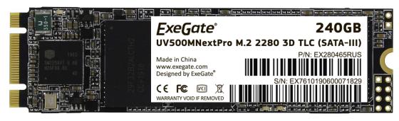 Твердотельный накопитель SSD M.2 256 Gb Exegate Next Pro+ Read 560Mb/s Write 500Mb/s 3D NAND TLC EX280472RUS
