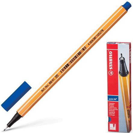 Ручка капиллярная STABILO Point, СИНЯЯ, корпус оранжевый, линия письма 0,4 мм, 88/41 stabilo ручка гелевая автоматическая stabilo palette xf синяя корпус оранжевый