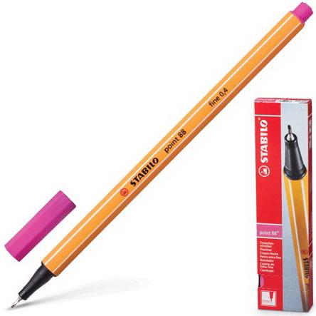 Ручка капиллярная STABILO Point, РОЗОВАЯ, корпус оранжевый, линия письма 0,4 мм, 88/56 stabilo ручка гелевая автоматическая stabilo palette xf синяя корпус оранжевый
