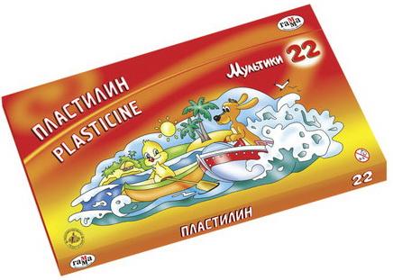 Пластилин классический ГАММА "Мультики", 22 цвета, 440 г, со стеком, картонная упаковка, 210119_03