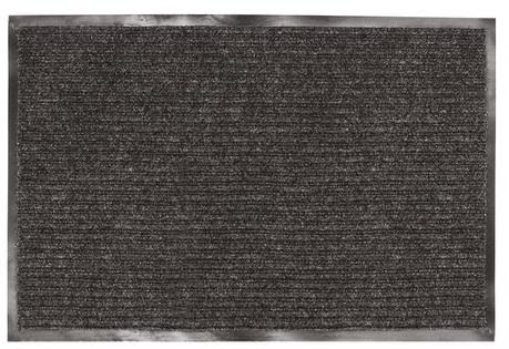 Коврик входной ворсовый влаго-грязезащитный ЛАЙМА/ЛЮБАША, 90х120 см, ребристый, толщина 7 мм, черный, 602874
