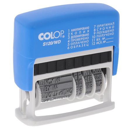 Датер Colop мини S120/WD пластик корп.:синий автоматический 1стр. оттис.:неокрашенный шир.:43мм выс.:3.8мм