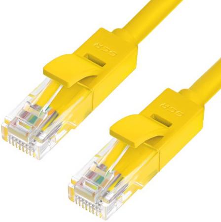 Greenconnect Патч-корд прямой 0.1m, UTP кат.5e, желтый, позолоченные контакты, 24 AWG, литой, GCR-LNC02-0.1m, ethernet high speed 1 Гбит/с, RJ45, T568B