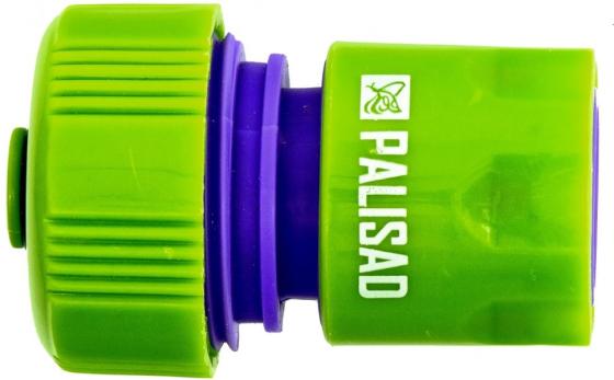 Соединитель пластмассовый быстросъемный для шланга 3/4", аквастоп// Palisad