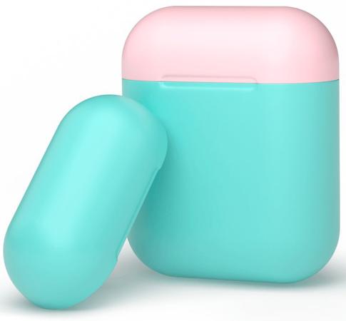 

Силиконовый чехол для AirPods, двухцветный (мятный/розовый), Deppa