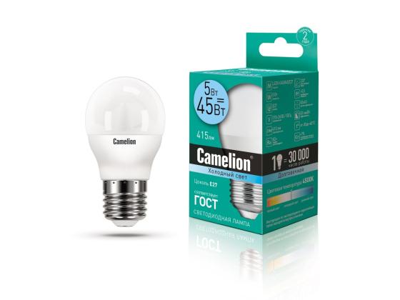 

Лампа светодиодная CAMELION LED5-G45/845/E27 5Вт 220В Е27 4500К