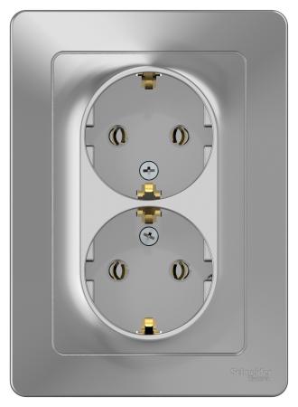 

Розетка SCHNEIDER ELECTRIC BLNRS001023 Blanca 2-м сп 16А 250В без шторок с заземл. алюм.