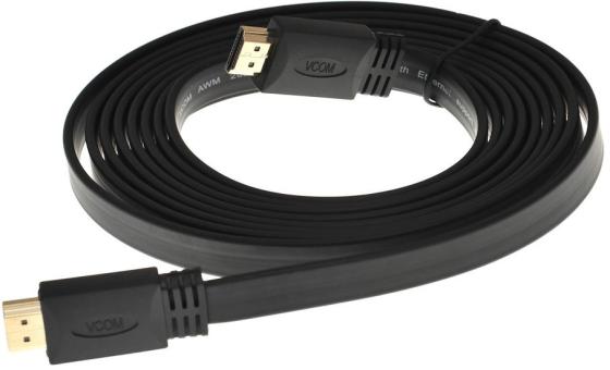 Кабель HDMI 3м VCOM Telecom CG522F-3M плоский черный