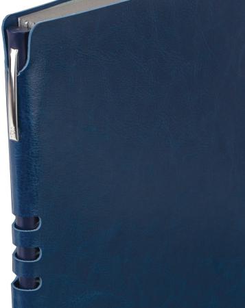 Бизнес-тетрадь BRAUBERG "NEBRASKA", А5+, 175x215 мм, кожзам, клетка, 120 листов, ручка, темно-синий, 110954