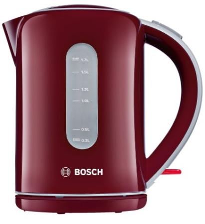 

Чайник BOSCH TWK7604, 1,7 л, 2200 Вт, закрытый нагревательный элемент, пластик, красный