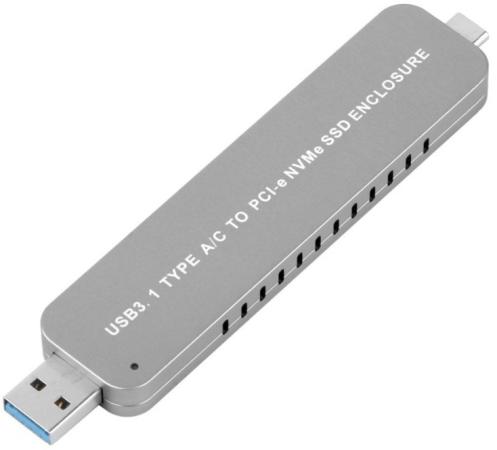 Контейнер ORIENT 3552U3, USB 3.1 Gen2 для SSD M.2 NVMe 2242/2260/2280 M-key, PCIe Gen3x2 (JMS583),10 GB/s, поддержка UAPS,TRIM, разъем USB3.1 Type-A + Type-C, корпус в виде флешки, черный (30902)