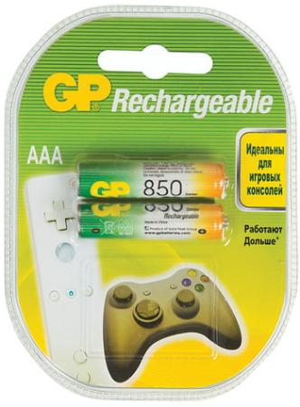 

Батарейки аккумуляторные GP, AAA, Ni-Mh, 850 mAh, комплект 2 шт., в блистере, 85AAAHC-2DECRC2