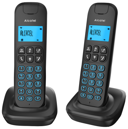 

Телефон DECT ALCATEL E192 DUO RU BLACK АОН, Caller ID 19, 10 мелодий, 2 трубки