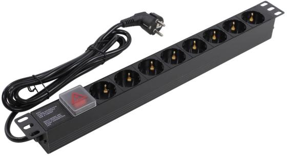 

Exegate EX280843RUS Блок розеток ExeGate ServerPro PDU-19H804 Al-8S-EU2.5-SW, 19",1U,алюм, 8Schuko, евровилка, 2.5м