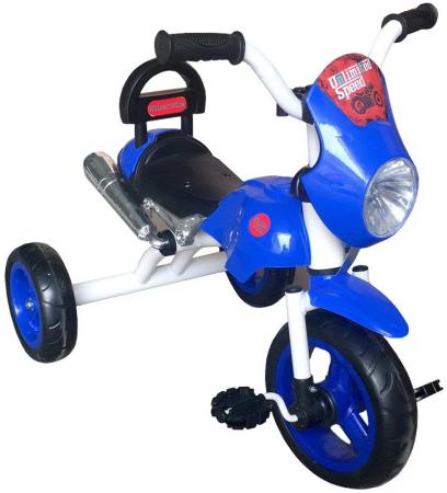 

Велосипед 3кол. Super trike Moto, свет, звук, кол. 10 и 8 дюймов EVA + пластик, синий в кор.5шт