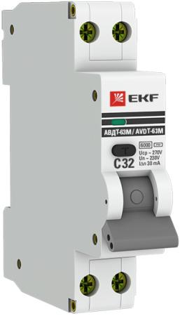 EKF DA63M-16-30 Дифференциальный автомат АВДТ-63М 16А/30мА (1мод., хар.C, электронный тип AC) 6кА EKF PROxima