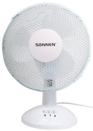 Вентилятор настольный SONNEN TF-25W-23, d=23 см, 25 Вт, на подставке, 2 скоростных режима, белый/серый, 451038