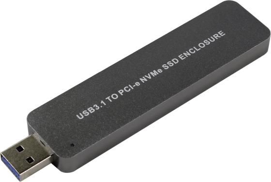ORIENT 3551U3, USB 3.1 Gen2 контейнер для SSD M.2 NVMe 2242/2260/2280 M-key, PCIe Gen3x2 (JMS583),10 GB/s, поддержка UAPS,TRIM, разъем USB3.1 Type-A, корпус в виде флешки, черный (30901)