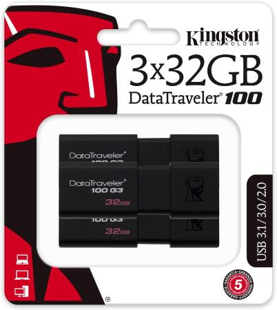 

Флешка 32Gb Kingston DataTraveler 100 G3 USB 3.1 черный DT100G3/32GB-3P