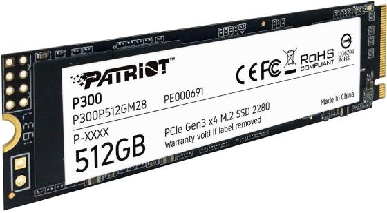 Твердотельный накопитель SSD M.2 512 Gb Patriot P300 Read 1700Mb/s Write 1200Mb/s 3D QLC NAND P300P512GM28