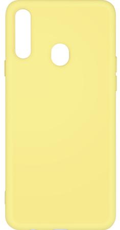 Силиконовый чехол с микрофиброй для Samsung Galaxy A20s DF sOriginal-05 (yellow) клип-кейс, силикон, микрофибра