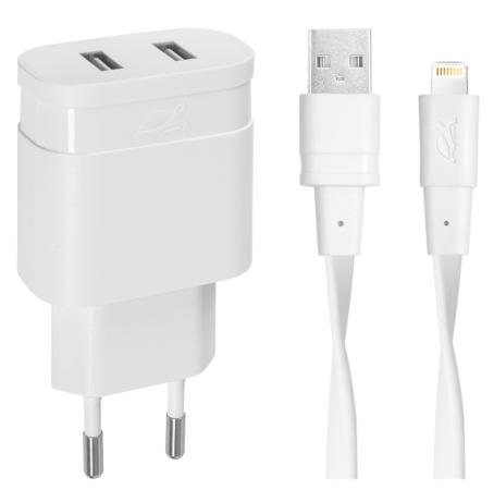 

Сетевое зарядное устройство RIVAPOWER VA4125 WD2 белое 3,4A / 2USB, с кабелем MFi Lightning