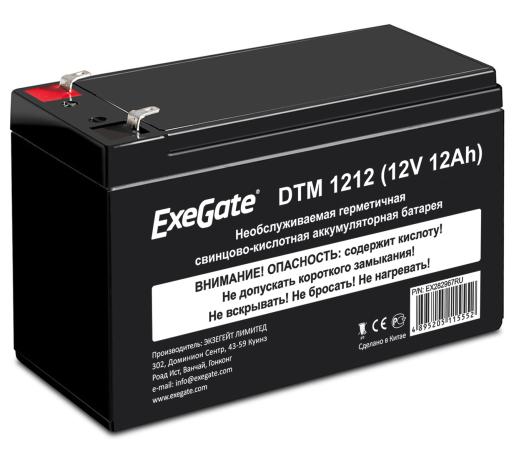 Exegate EX282967RUS Exegate EX282967RUS Аккумуляторная батарея ExeGate DTM 1212 (12V 12Ah 1251W), клеммы F2
