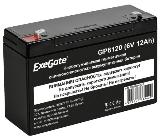 Аккумуляторная батарея ExeGate GP6120 (6V 12Ah), клеммы F1 EX282954RUS