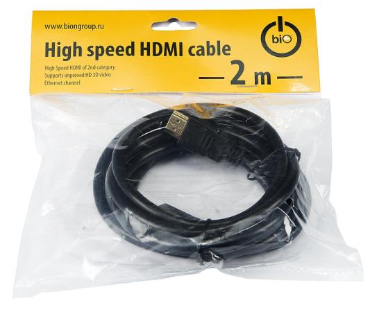 Кабель HDMI 2м Bion BN-HDMI2MM-2M круглый черный