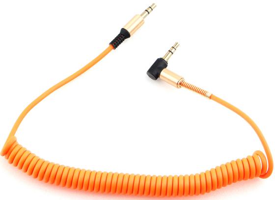 Кабель аудио (угловой) спиральный Cablexpert CCAB-02-35MMLC-1.8MO. 3.5 джек (M)/3.5 джек (M), оранжевый, 1.8м, блистер