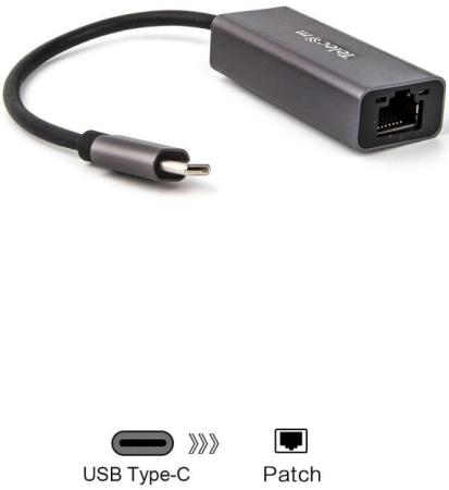 Кабель-переходник USB 3.1 Type-C -->RJ-45 1000Mbps Ethernet, Aluminum Shell, 0.15м Telecom <TU320M>