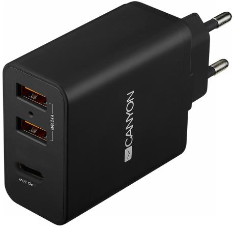 Зарядное устроиство от сети питания CANYON Universal 3xUSB AC charger (in wall) with over-voltage protection(1 USB-C with PD Quick Charger), Input 100