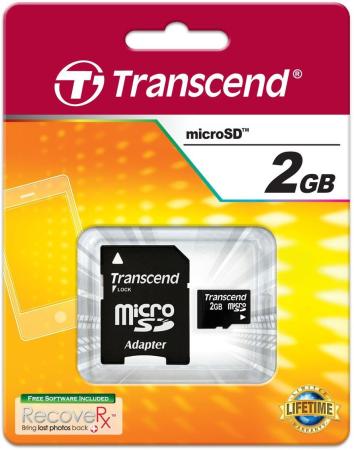 Карта памяти Micro SD 2GB Transcend TS2GUSD + адаптер SD