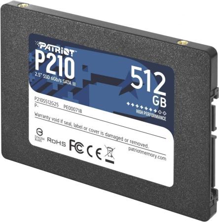 Твердотельный накопитель SSD 2.5" 512 Gb Patriot P210 Read 520Mb/s Write 430Mb/s 3D NAND TLC P210S512G25