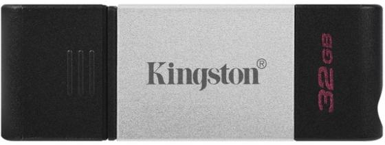 Флешка 32Gb Kingston DataTraveler 80 USB Type-C черный серебристый флешка 32gb kingston datatraveler 80 usb type c черный серебристый
