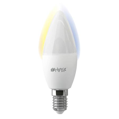 Лампочка: HIPER Smart LED bulb IoT C1 White/Умная LED лампочка/Wi-Fi/Е14/Свеча/6Вт/2700К-6500К/520lm