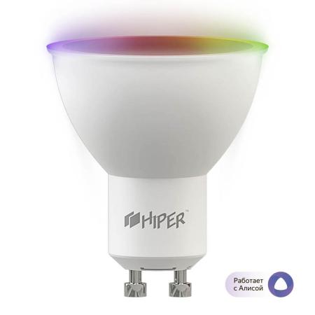 Лампочка: HIPER Smart LED bulb IoT HI-B1 RGB/Умная LED лампочка/Wi-Fi/GU10/MR16/Регулируемая яркость и цвет/12Вт/2700К-6500К/1020lm HI-B1RGB