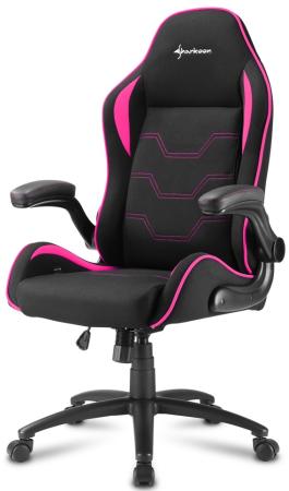 Игровое кресло Sharkoon Elbrus 1 чёрно-розовое (ткань, регулируемый угол наклона, механизм качания)