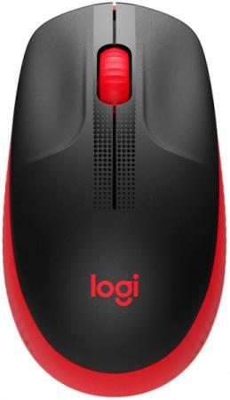 Мышь беспроводная Logitech M190 красный чёрный USB + радиоканал 910-005908 мышь logitech m190 charcoal 910 005905