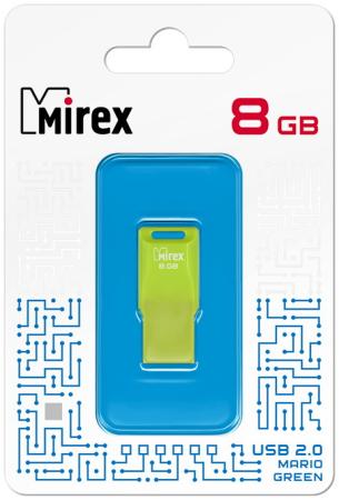Флеш накопитель 8GB Mirex Mario, USB 2.0, Зеленый флеш накопитель 32gb mirex mario usb 2 0 зеленый