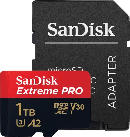 Флеш карта microSD 1TB SanDisk microSDXC Class 10 UHS-I A2 C10 V30 U3 Extreme Pro (SD адаптер) 170/90 MB/s карта памяти sandisk micro sdxc 64gb extreme pro uhs i u3 v30 a2 adp 170 90 mb s