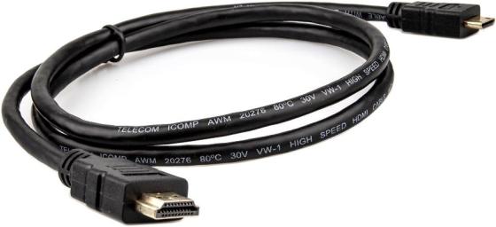 Кабель HDMI-19M --- MiniHDMI-19M ver 2.0+3D/Ethernet,1m Telecom <TCG205-1M>