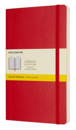 Блокнот Moleskine CLASSIC SOFT QP617F2 Large 130х210мм 192стр. клетка мягкая обложка красный