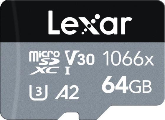 Фото - LEXAR Professional 1066x 64GB microSDHC/microSDXC UHS-I Card SILVER Series with adapter карта памяти lexar professional 1066x compactflash 128gb