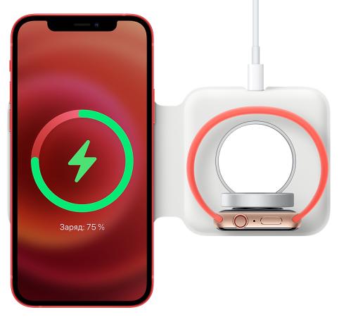 Беспроводное зарядное устройство Apple MagSafe Duo Charger USB-C 8-pin Lightning белый MHXF3ZE/A