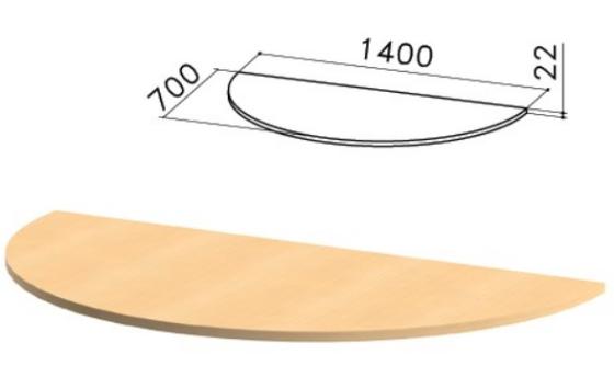 Стол приставной полукруг "Монолит", 1400х700х750 мм, БЕЗ ОПОР (640137), цвет бук бавария, ПМ35.1